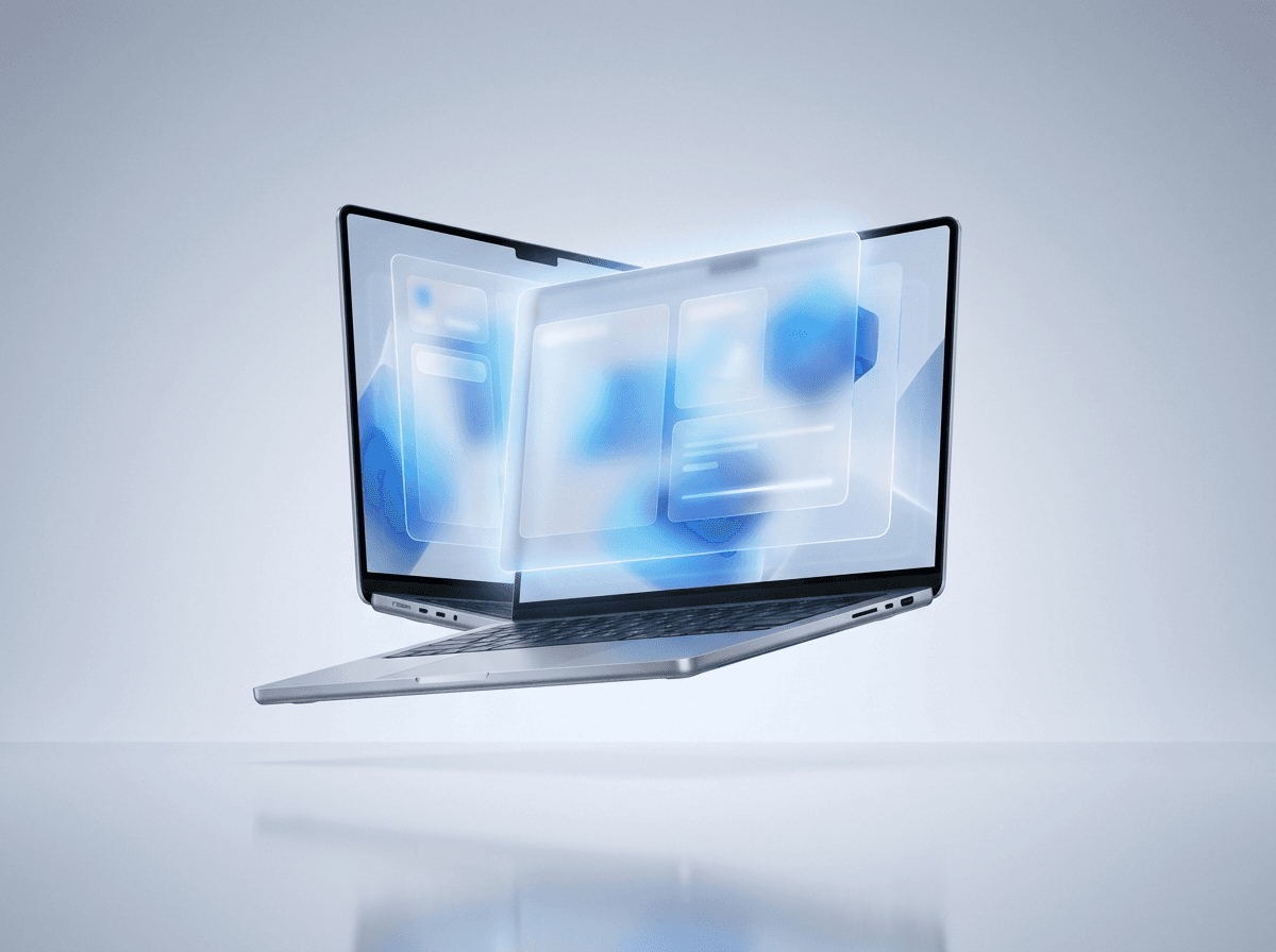 Laptop displaying a custom website interface